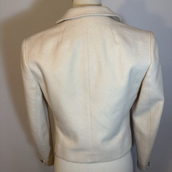 Vintage Pendleton Virgin Wool White Cropped Blazer Jacket Old Money Preppy Quiet - Picture 5 of 11